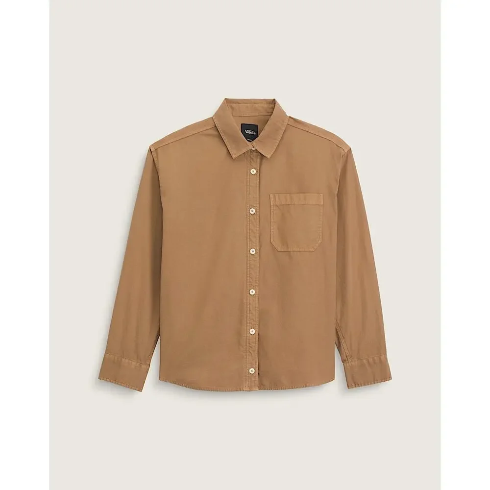 NWT Vans Women's Canvas Utility Shirt in Dachshund Brown size Small - Picture 3 of 9